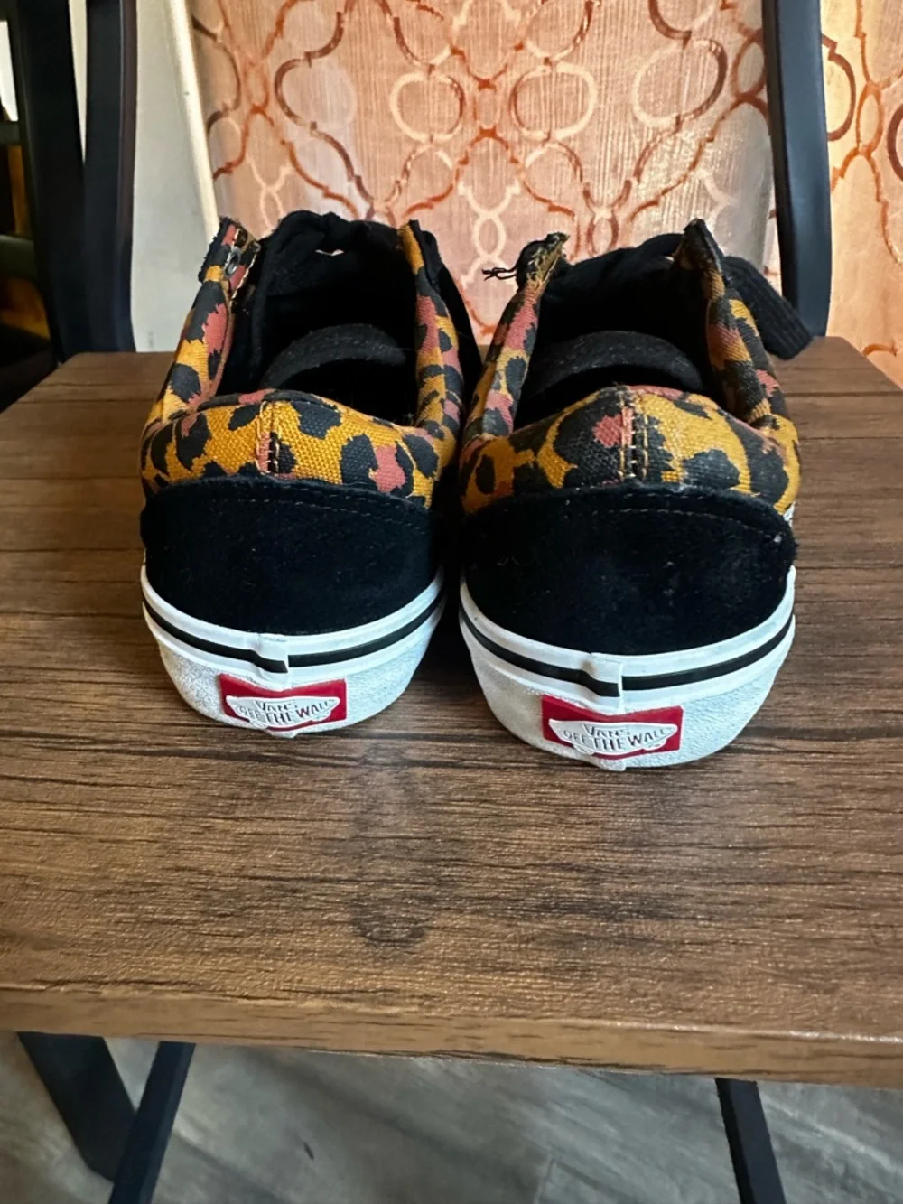 Vans Old Skool Leopard Print Low-Top Sneakers - Black & Orange - Picture 3 of 8